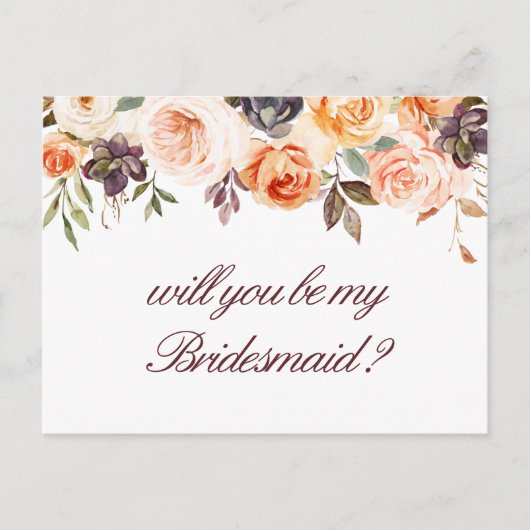 herfst bloemen zal je mijn bruidsmeisje kaart (Voorkant)