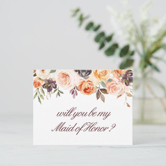 herfst bloemen zal je mijn Maid of Honor kaart (Staand voorkant)