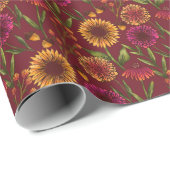 Herfst Bloemen Zonnebloem Bos op Bourgondië Cadeaupapier (Rol Hoek)