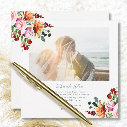 Herfst Bloemen Zonnebloem Huwelijk Dankjewel Kaart