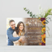 Herfst Bloemen Zonnebloem Rustieke Foto Save the D Date (Staand voorkant)