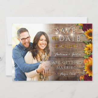 Herfst Bloemen Zonnebloem Rustieke Foto Save the D Date