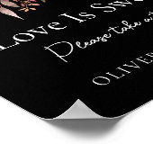 Herfst Bloemen Zwart Bruiloft Liefde Is Sweet Sign Poster (Hoek)