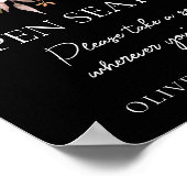 Herfst Bloemen Zwart Bruiloft Open Zitting Sign Poster (Hoek)