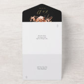 Herfst Bloemen Zwart en Goud Details RSVP Bruiloft All In One Uitnodiging (Buitenkant)