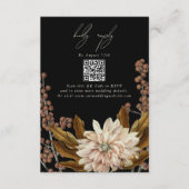Herfst Bloemen Zwart Herfst Bruiloft QR Code Informatiekaartje (Voorkant)