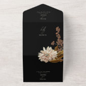 Herfst Bloemen Zwart Waterverf Herfst Bruiloft All In One Uitnodiging (Buitenkant)