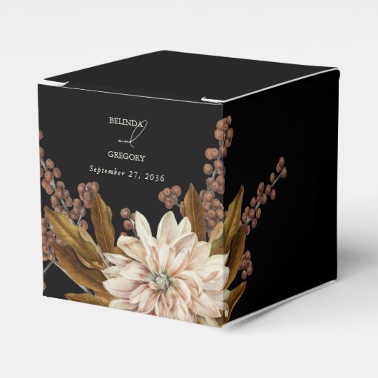 Herfst Bloemen Zwart Waterverf Herfst Bruiloft Bedankdoosjes (Voorkant Zijde)