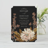 Herfst Bloemen Zwart Waterverf Herfst Bruiloft Kaart (Staand voorkant)