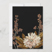 Herfst Bloemen Zwart Waterverf Herfst Bruiloft Kaart (Achterkant)