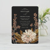 Herfst Bloemen Zwart Waterverf Herfst Bruiloft Kaart (Staand voorkant)