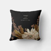 Herfst Bloemen Zwart Waterverf Herfst Bruiloft Kussen (Achterkant)