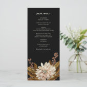Herfst Bloemen Zwart Waterverf Herfst Bruiloft Menu (Staand voorkant)