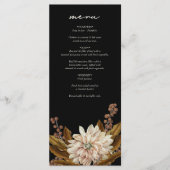 Herfst Bloemen Zwart Waterverf Herfst Bruiloft Menu (Voorkant)