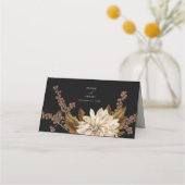 Herfst Bloemen Zwart Waterverf Herfst Bruiloft Plaatskaartje (Achterkant)