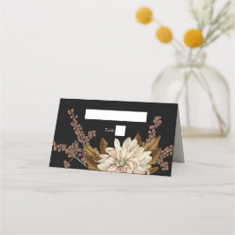 Herfst Bloemen Zwart Waterverf Herfst Bruiloft Plaatskaartje