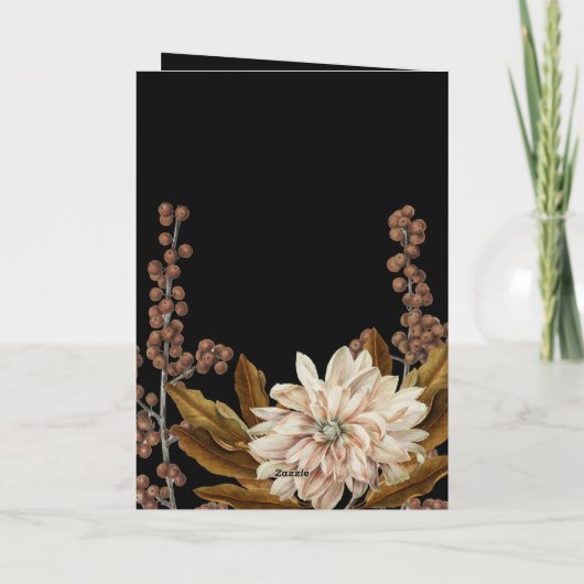 Herfst Bloemen Zwart Waterverf Herfst Bruiloft Programma (Achterkant)