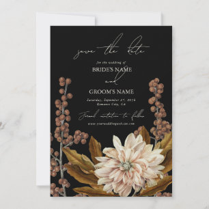 Herfst Bloemen Zwart Waterverf Herfst Bruiloft Save The Date