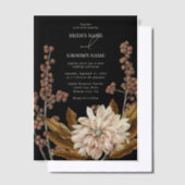 Herfst Bloemen Zwart Waterverf Herfst Bruiloft Vellum Uitnodigingen (Offset)