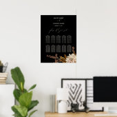 Herfst Bloemen Zwart Waterverf Zitkaarten Poster (Thuiskantoor)