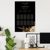 Herfst Bloemen Zwart Waterverf Zitkaarten Poster (Thuiskantoor)