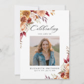 Herfst Bloemenbegrafenisprogramma Fotouitnodiging Kaart (Voorkant)