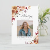 Herfst Bloemenbegrafenisprogramma Fotouitnodiging Kaart (Staand voorkant)