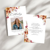 Herfst Bloemenbegrafenisprogramma Fotouitnodiging Kaart