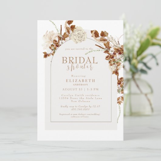 Herfst Bloemenboog Neutraal Vrijgezellenfeest Kaart (Staand voorkant)