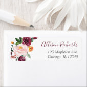 Herfst bloemenbordeaux blos roze groen etiket (Insitu)