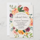 Herfst bloemenbordeaux waterverf repetitiediner kaart (Voorkant)