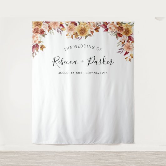 Herfst bloemenbruiloft Achtergrond Fotocabine Wandkleed (Voorkant)