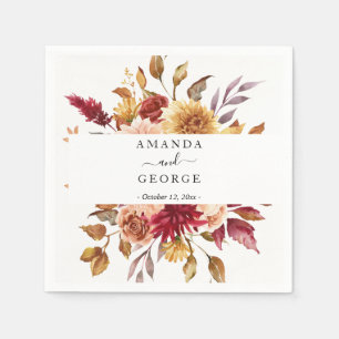 Herfst bloemenbruiloft cocktails servet