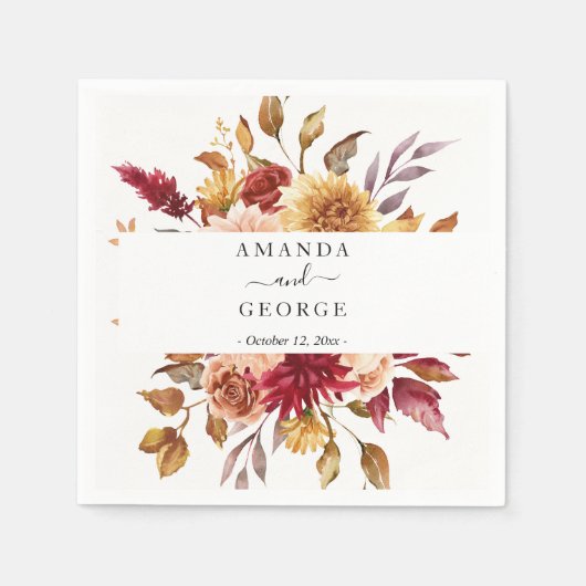 Herfst bloemenbruiloft cocktails servet (Voorkant)
