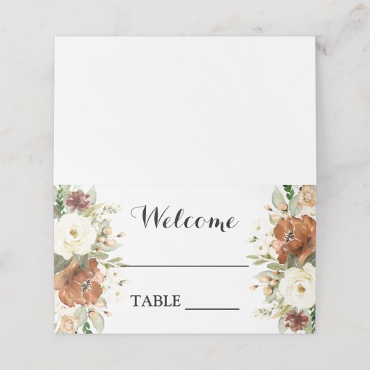 Herfst bloemenbruiloft plaatskaartje (Buitenkant ongevouwen)