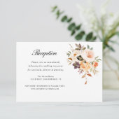 herfst bloemenbruiloft receptie kaart (Staand voorkant)