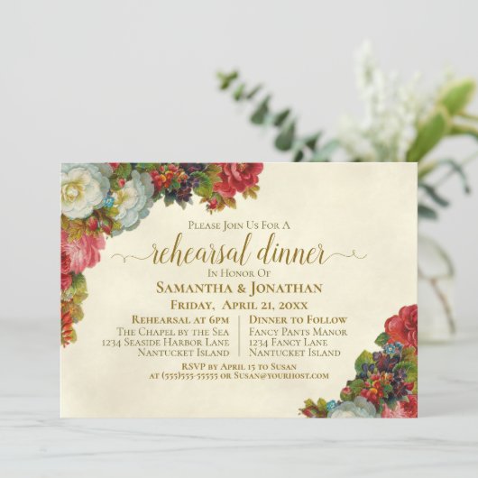  herfst bloemenbruiloft repetitie diner kaart (Staand voorkant)