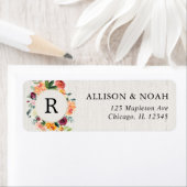 Herfst bloemenbruiloft rustieke waterverf bordeaux etiket (Insitu)