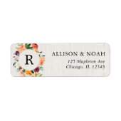 Herfst bloemenbruiloft rustieke waterverf bordeaux etiket (Voorkant)