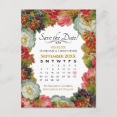  Herfst Bloemenbruiloft Save the Date Calendar Briefkaart (Voorkant)