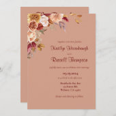 Herfst bloemenbruiloft uitnodiging (Voorkant / Achterkant)