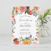 Herfst bloemenbruiloft uitnodiging (Staand voorkant)