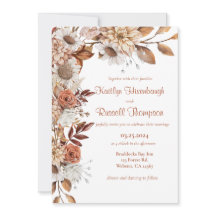 Herfst bloemenbruiloft uitnodiging