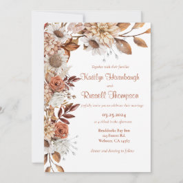 Herfst bloemenbruiloft uitnodiging