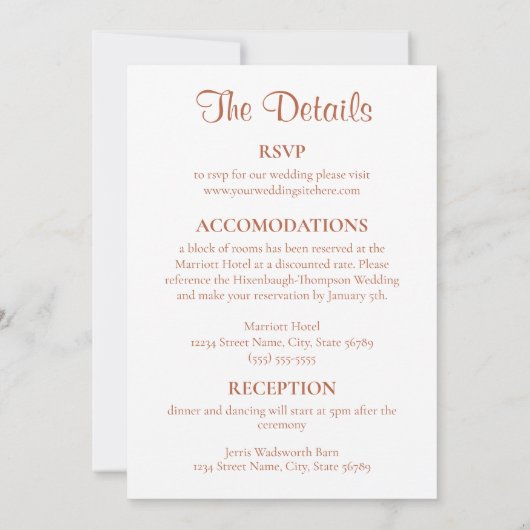 Herfst bloemenbruiloft uitnodiging (Achterkant)