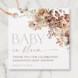 Herfst Bloemenbruine Neutrale baby in Bloomdouche Bedankjes Labels