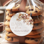 Herfst Bloemenbruine Neutrale baby in Bloomdouche Ronde Sticker