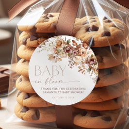 Herfst Bloemenbruine Neutrale baby in Bloomdouche Ronde Sticker