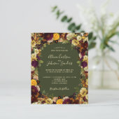 Herfst bloemenbudget groene bruiloft uitnodiging (Staand voorkant)