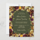 Herfst bloemenbudget groene bruiloft uitnodiging (Voorkant)